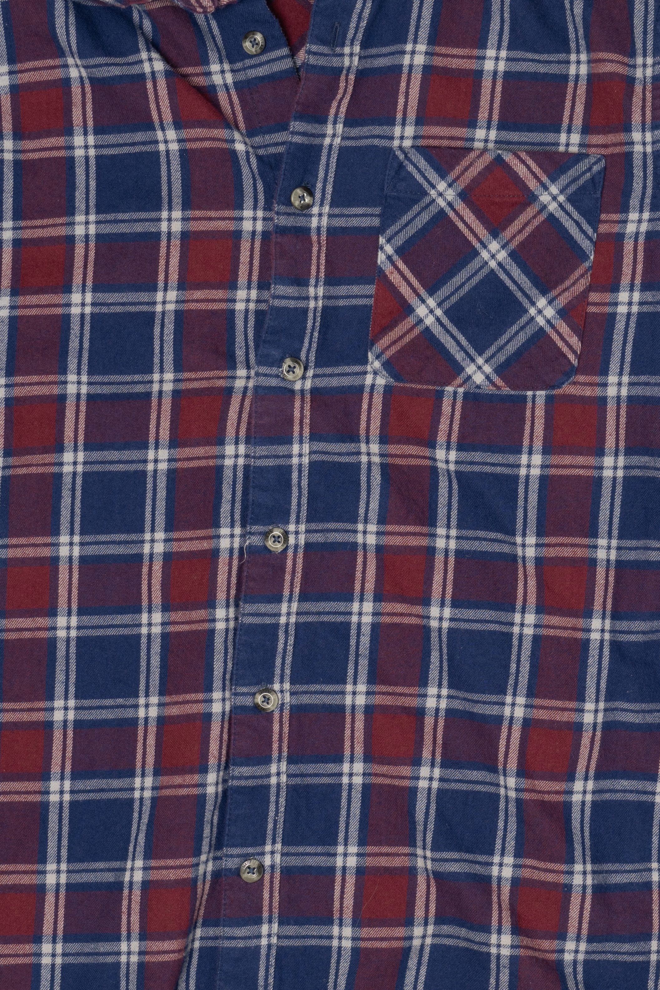 Burgundy And Navy Blue Magellan Outdoors Flannel Shirt (2020s)