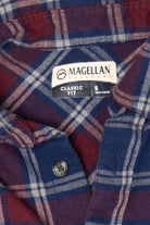 Burgundy And Navy Blue Magellan Outdoors Flannel Shirt (2020s)