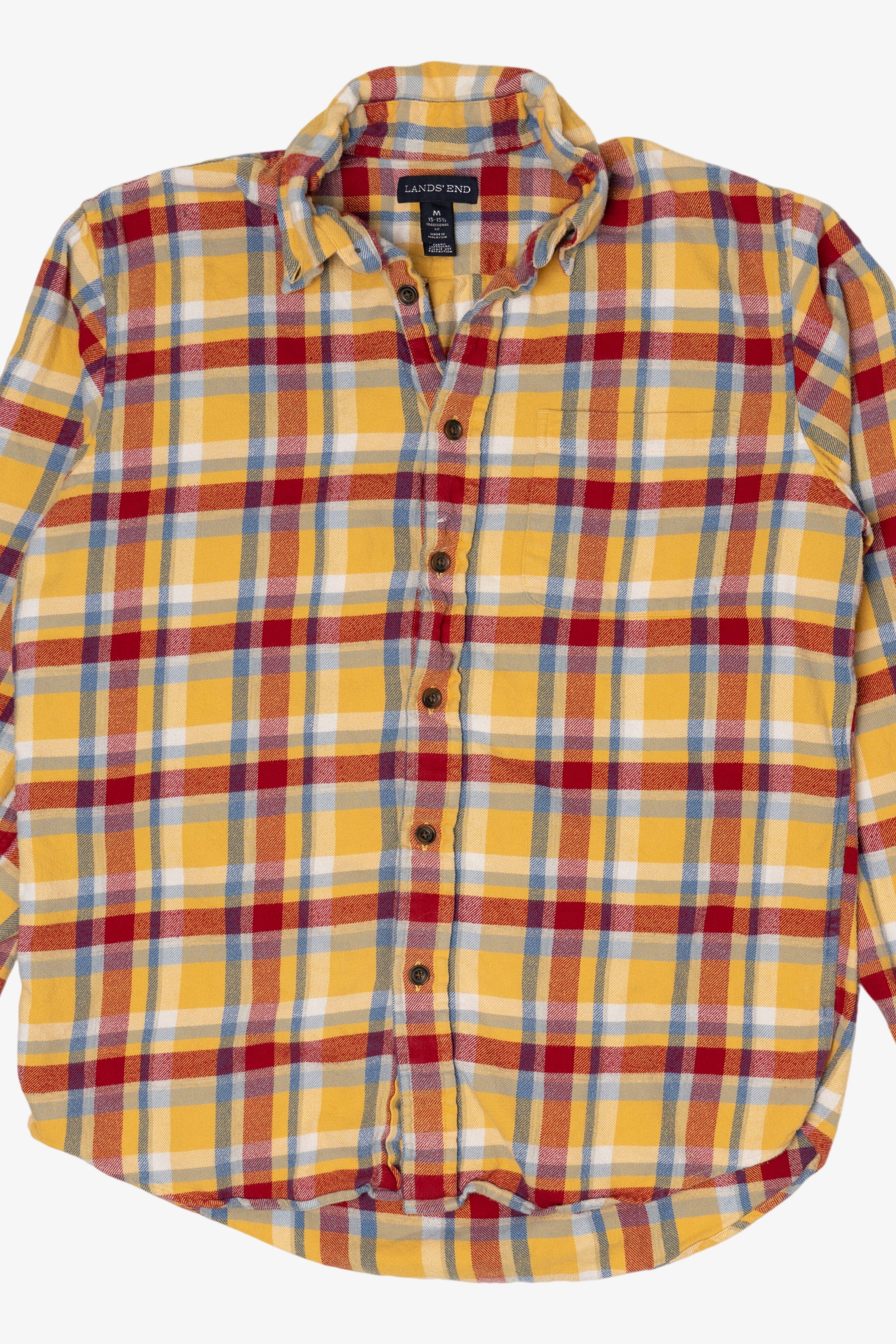 Yellow And Red Lands' End Flannel Shirt
