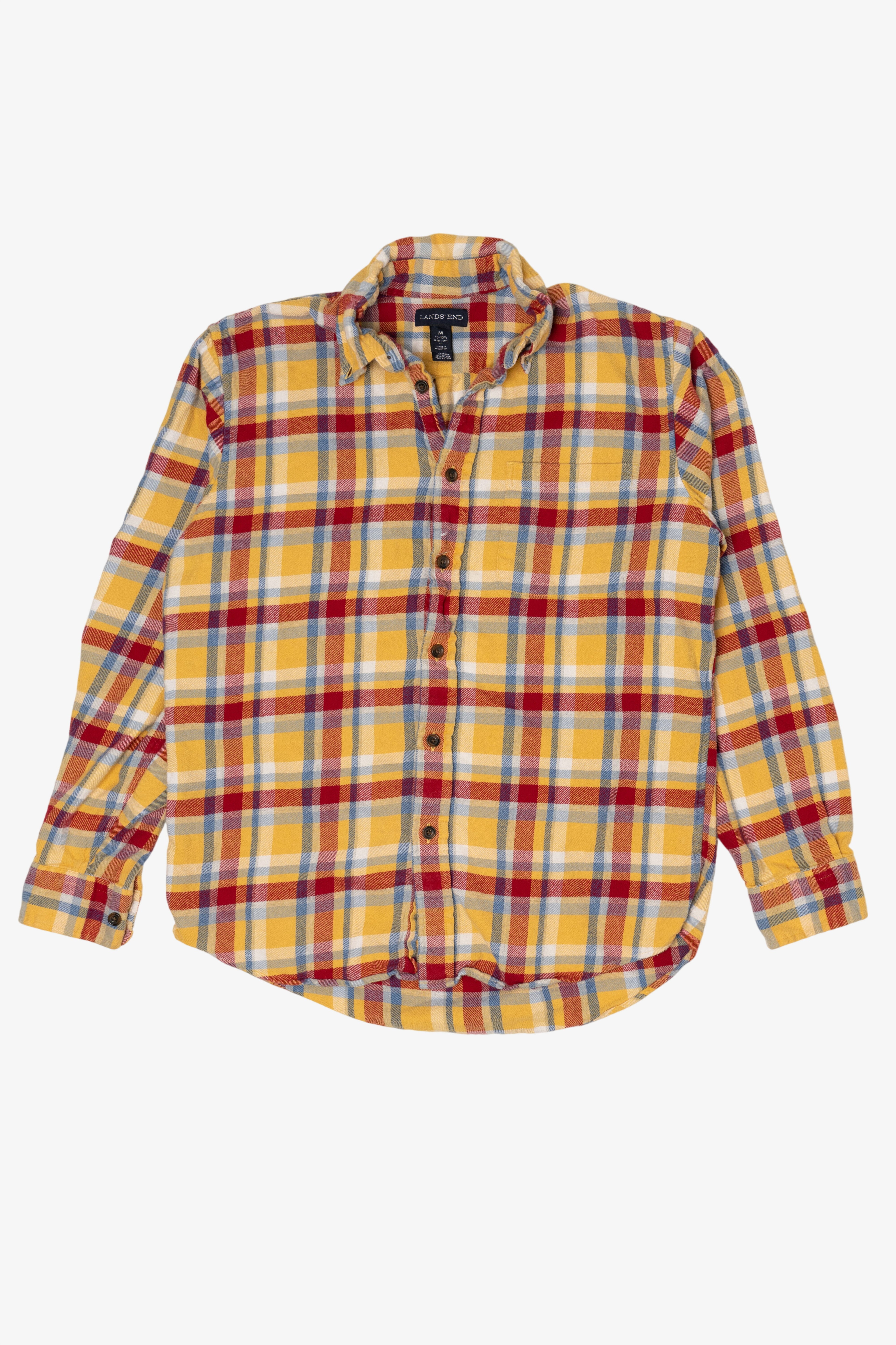 Yellow And Red Lands' End Flannel Shirt