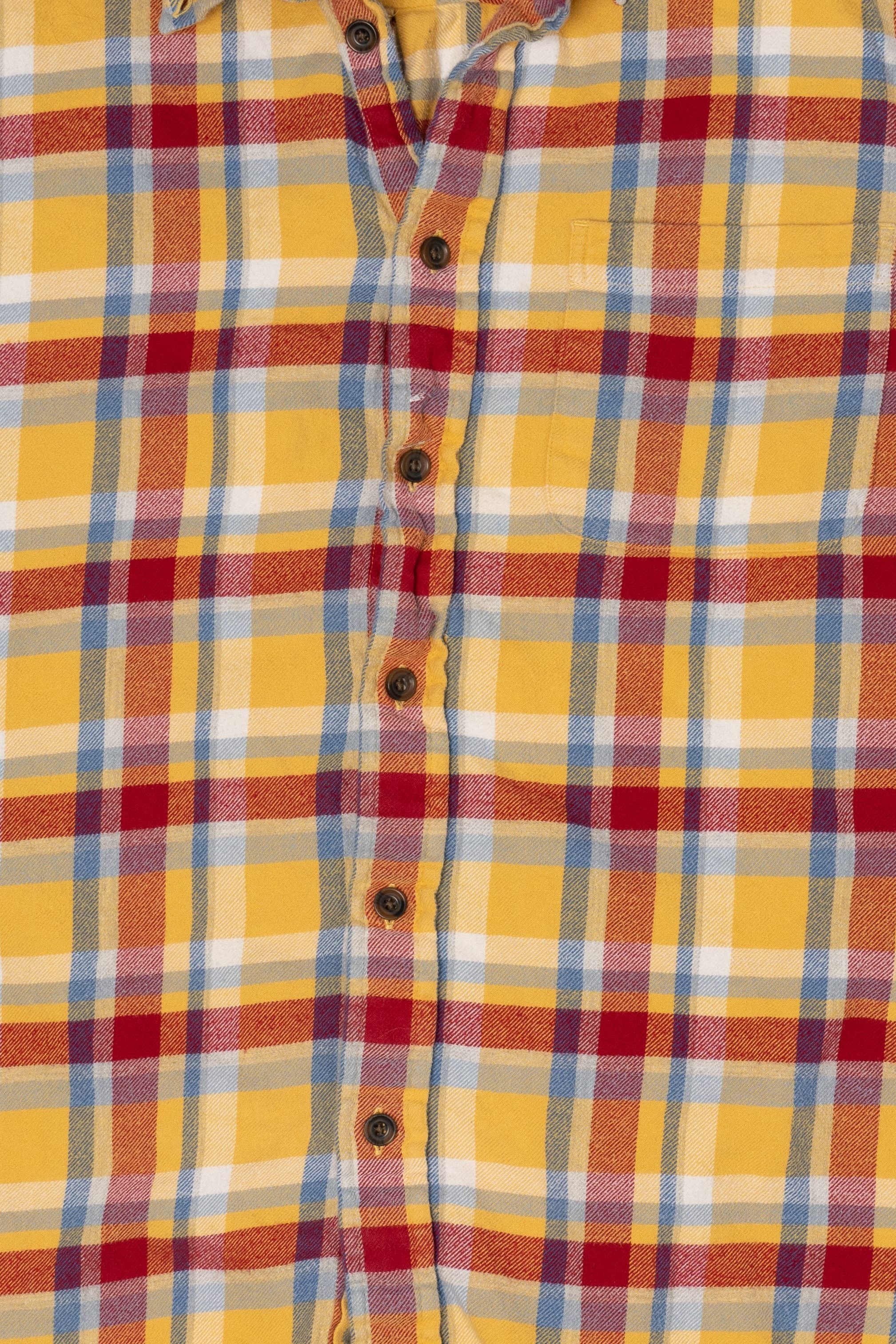 Yellow And Red Lands' End Flannel Shirt