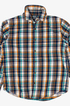 Navy Blue And Orange Lands' End Flannel Shirt