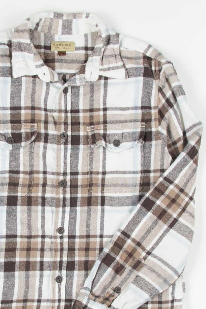 Soft White & Brown Vintage Flannel 2503