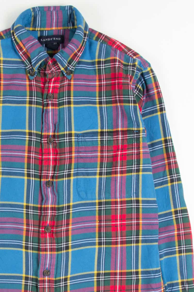 Sky Blue Vintage Lands' End Flannel 2701