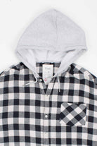 Hoodie Black & White Checkered Flannel