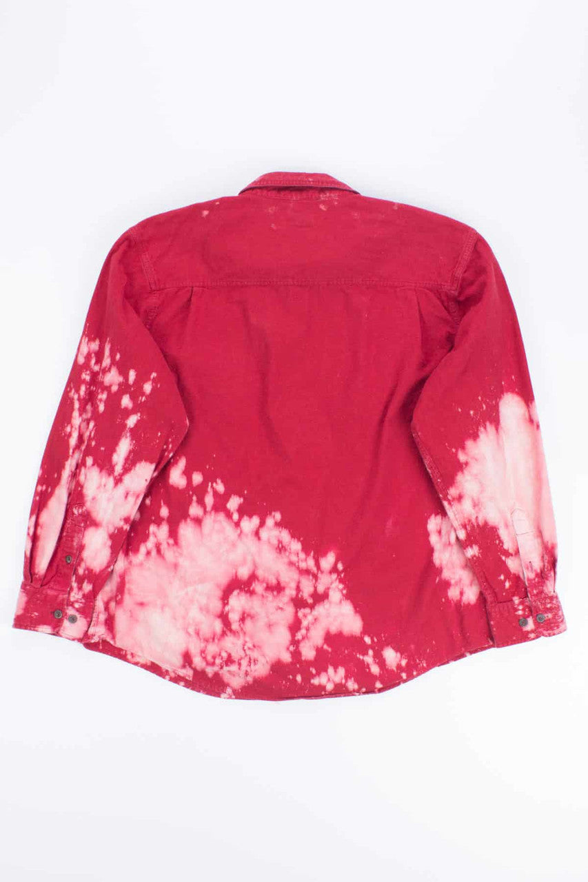 Red Bleach Dripped Flannel Shirt
