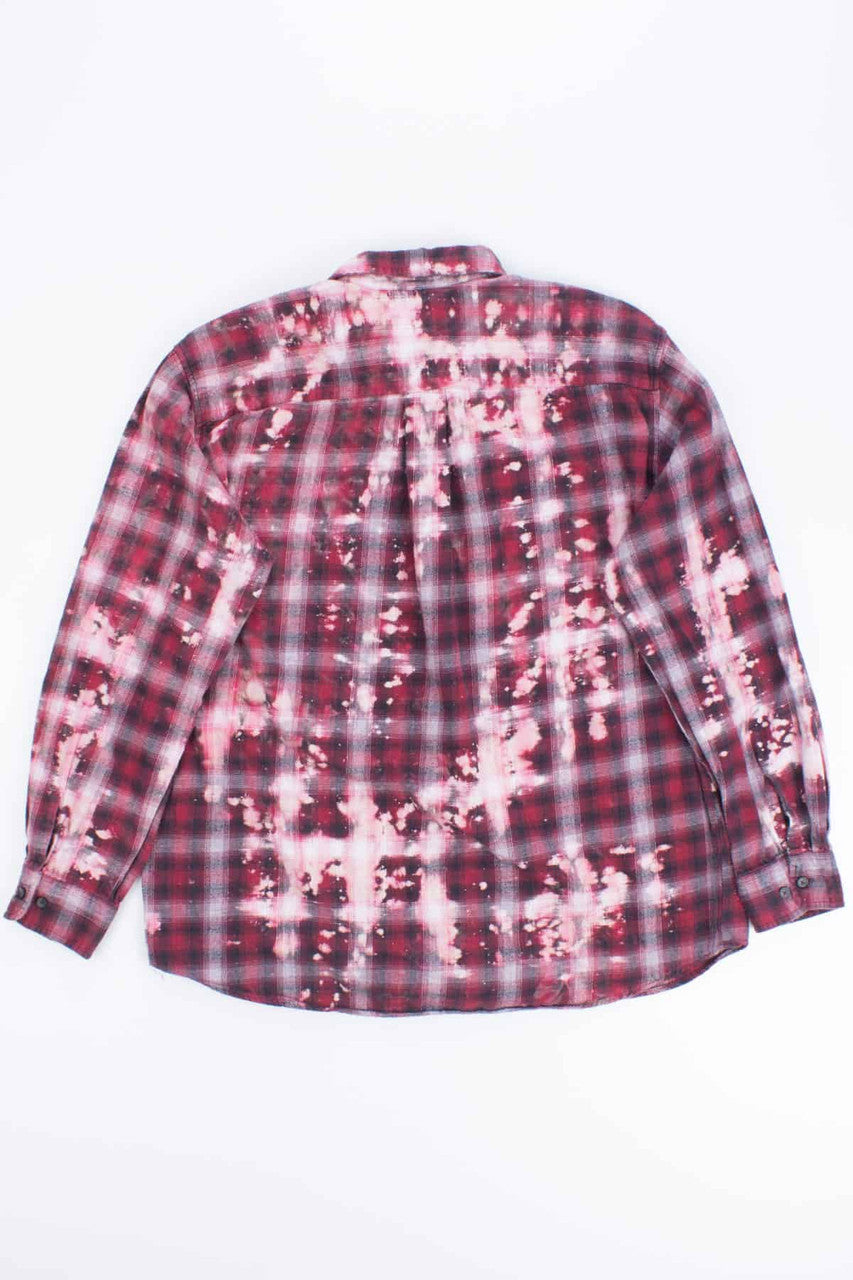 Red Bleach Splashed Flannel Shirt