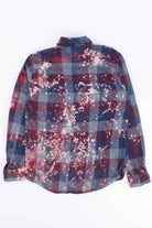 Red and Grey Bleach Splattered Flannel Shirt