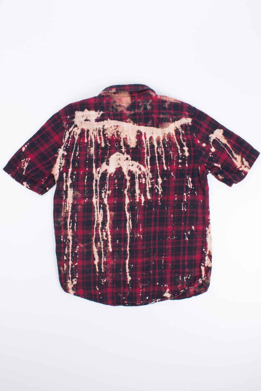 Short Sleeve Bleached Flannel Shirt