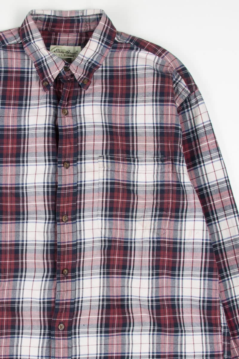 Burgundy Plaid Eddie Bauer Vintage Flannel 3411