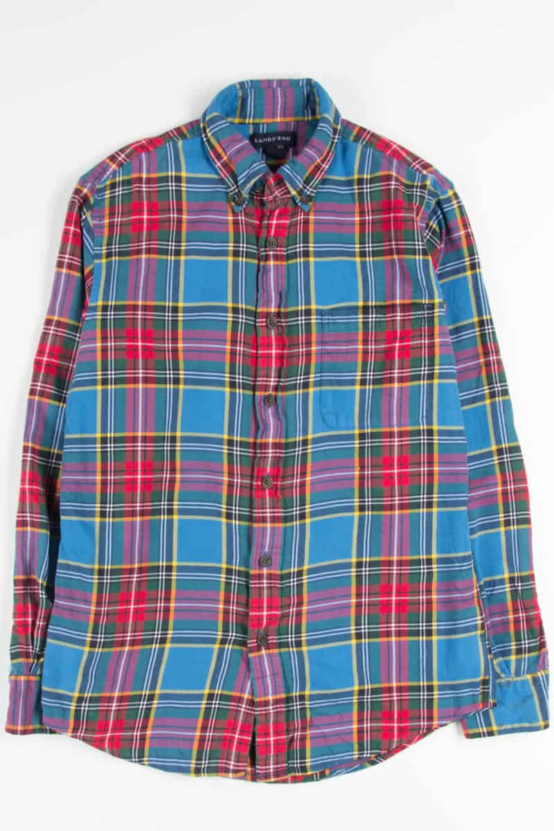 Sky Blue Vintage Lands' End Flannel 2701