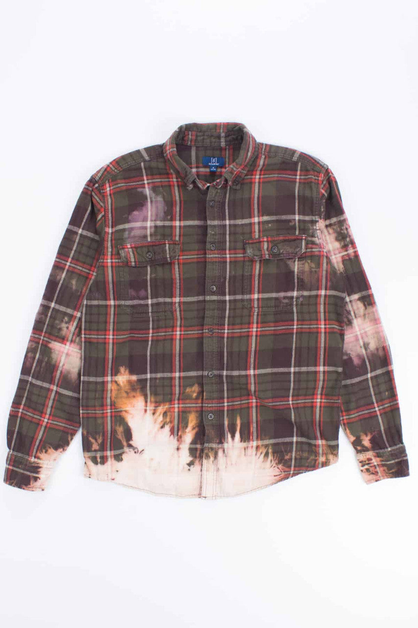 Bleach Blasted Green Flannel Shirt