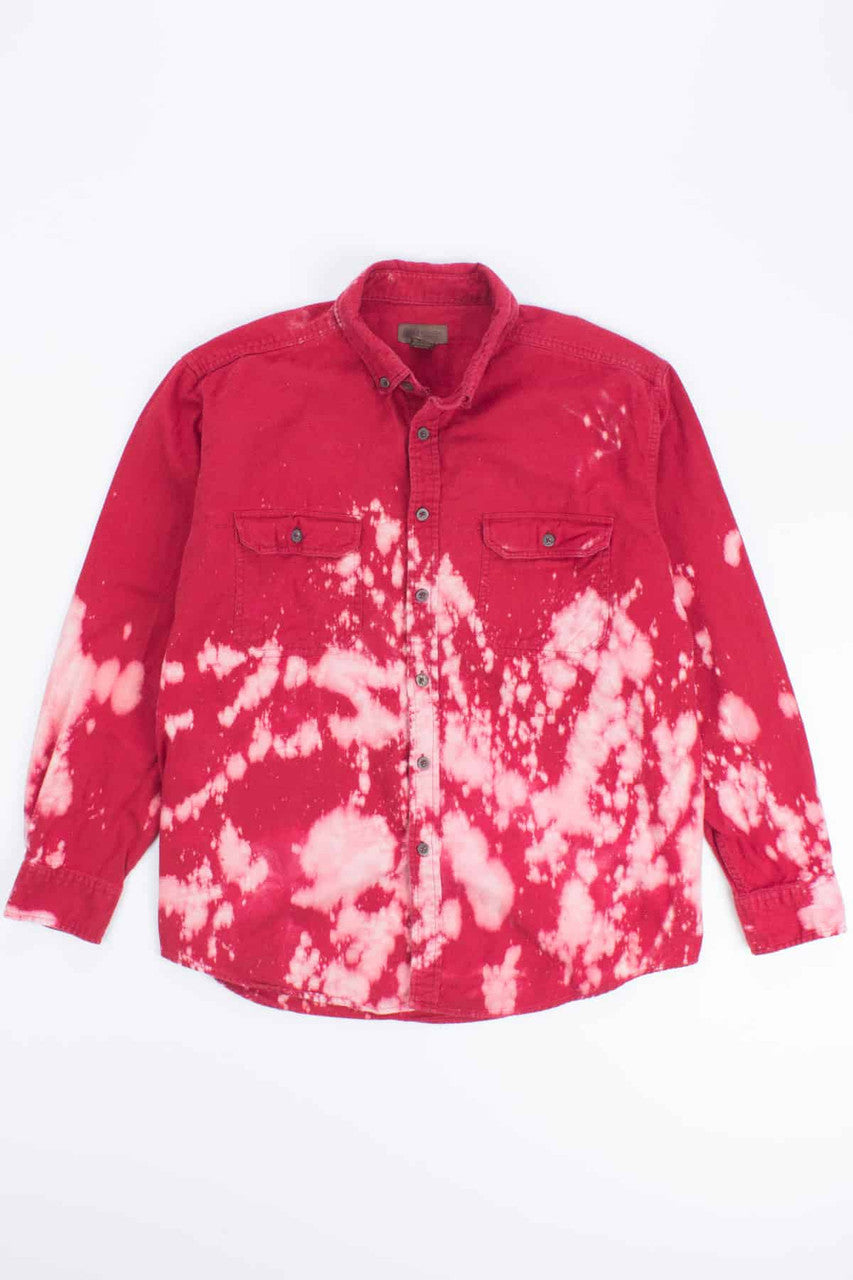 Red Bleach Dripped Flannel Shirt
