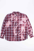 Red Bleach Splashed Flannel Shirt