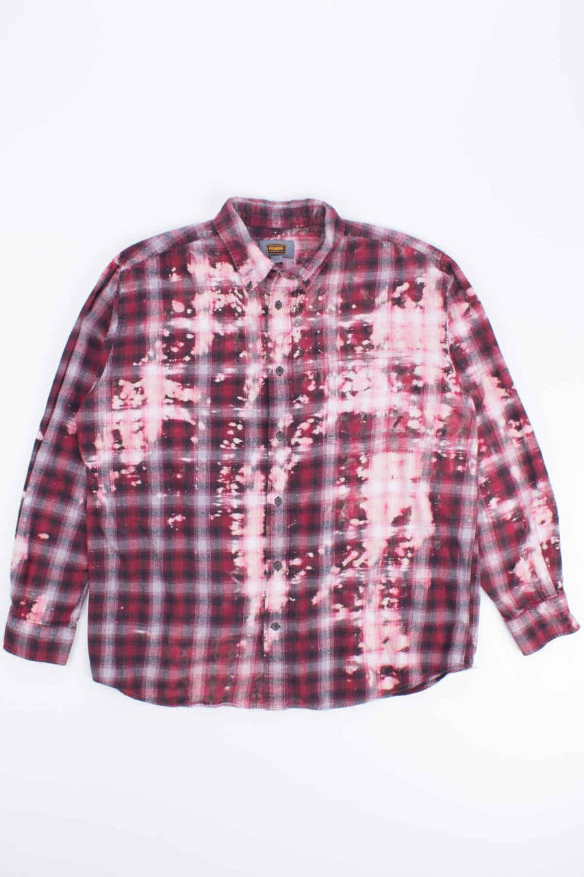 Red Bleach Splashed Flannel Shirt