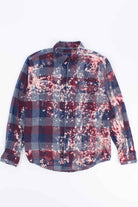 Red and Grey Bleach Splattered Flannel Shirt