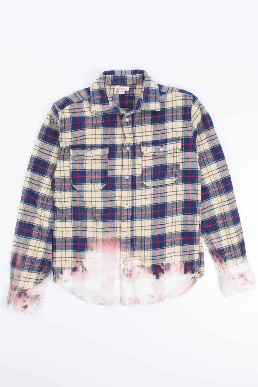 Yellow Bleach Dipped Flannel Shirt