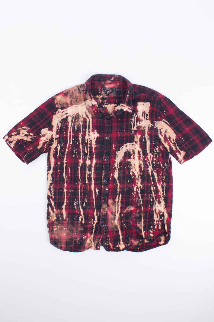 Short Sleeve Bleached Flannel Shirt