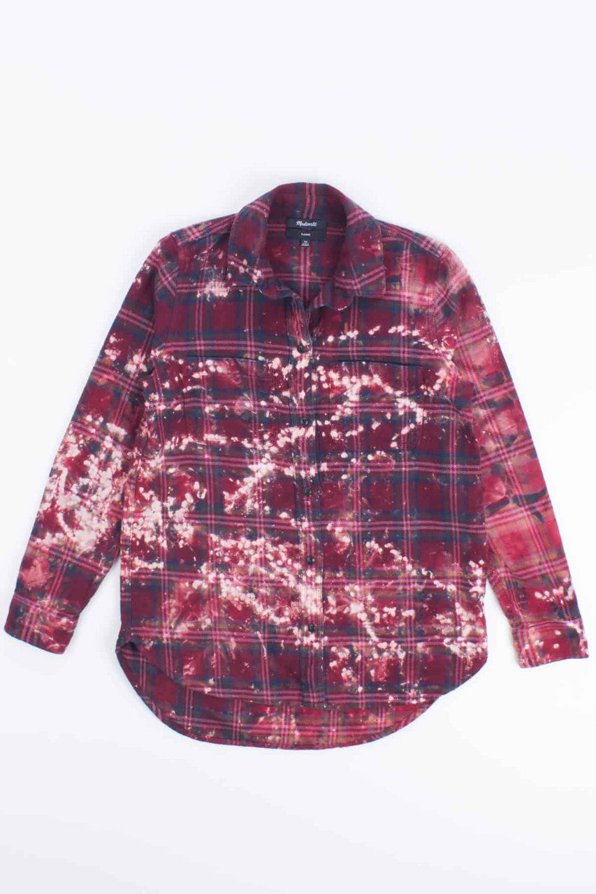 Women's Bleach Dripped Flannel Shirt