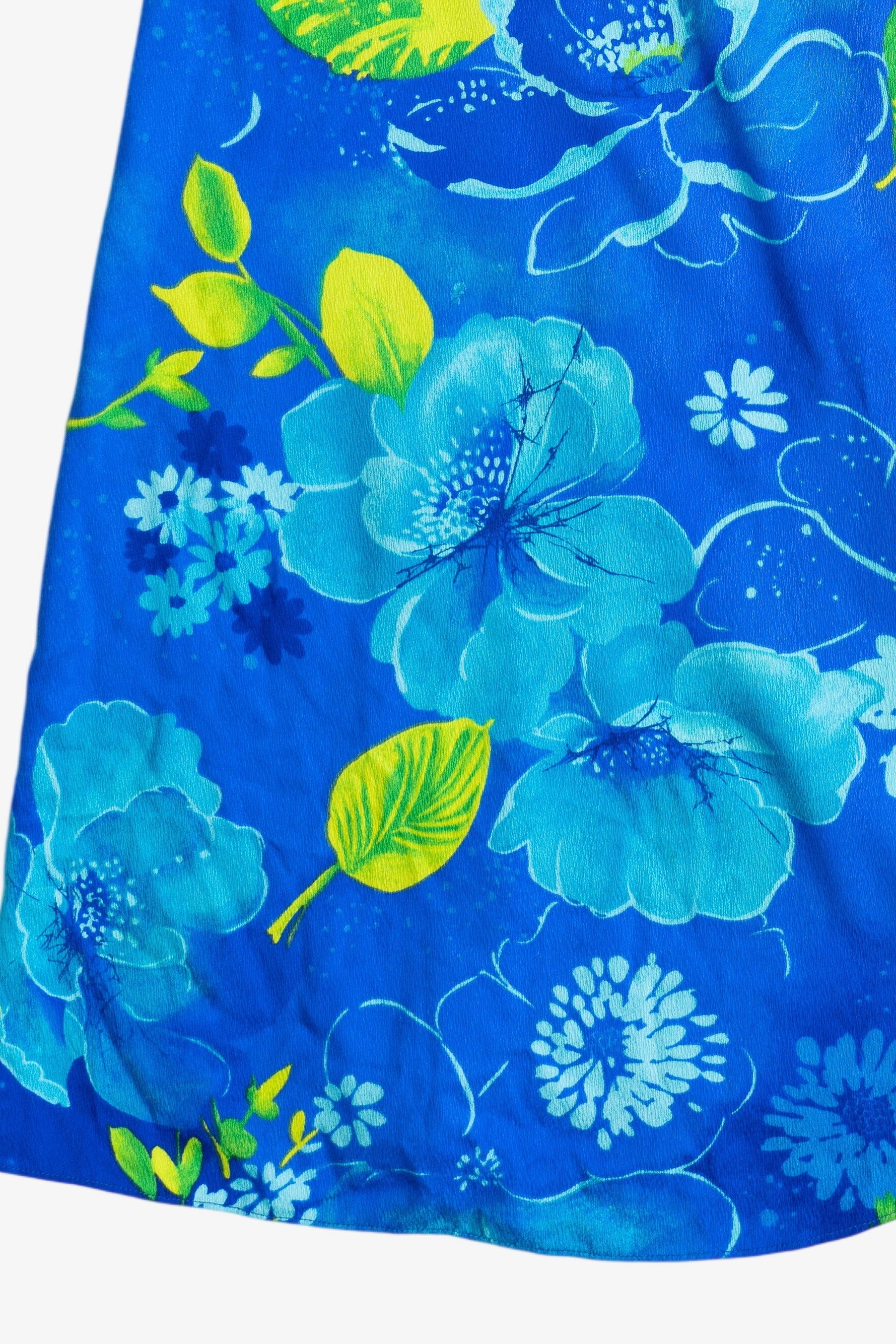 Vintage Blue Hibiscus Tie Waist Beach Cover Up (1990s)