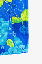 Vintage Blue Hibiscus Tie Waist Beach Cover Up (1990s)