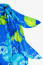Vintage Blue Hibiscus Tie Waist Beach Cover Up (1990s)