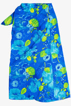 Vintage Blue Hibiscus Tie Waist Beach Cover Up (1990s)