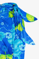 Vintage Blue Hibiscus Tie Waist Beach Cover Up (1990s)