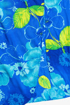 Vintage Blue Hibiscus Tie Waist Beach Cover Up (1990s)