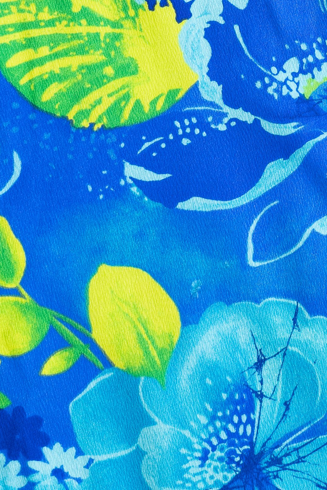 Vintage Blue Hibiscus Tie Waist Beach Cover Up (1990s)