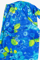 Vintage Blue Hibiscus Tie Waist Beach Cover Up (1990s)