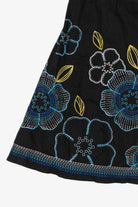 Vintage Black Embroidered Floral Soulmates Mini Skirt (1990s)