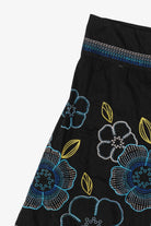 Vintage Black Embroidered Floral Soulmates Mini Skirt (1990s)