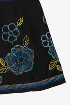 Vintage Black Embroidered Floral Soulmates Mini Skirt (1990s)