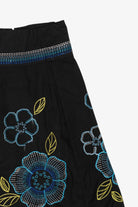 Vintage Black Embroidered Floral Soulmates Mini Skirt (1990s)