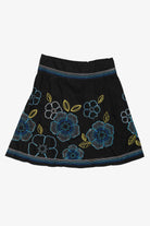 Vintage Black Embroidered Floral Soulmates Mini Skirt (1990s)