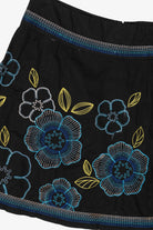 Vintage Black Embroidered Floral Soulmates Mini Skirt (1990s)