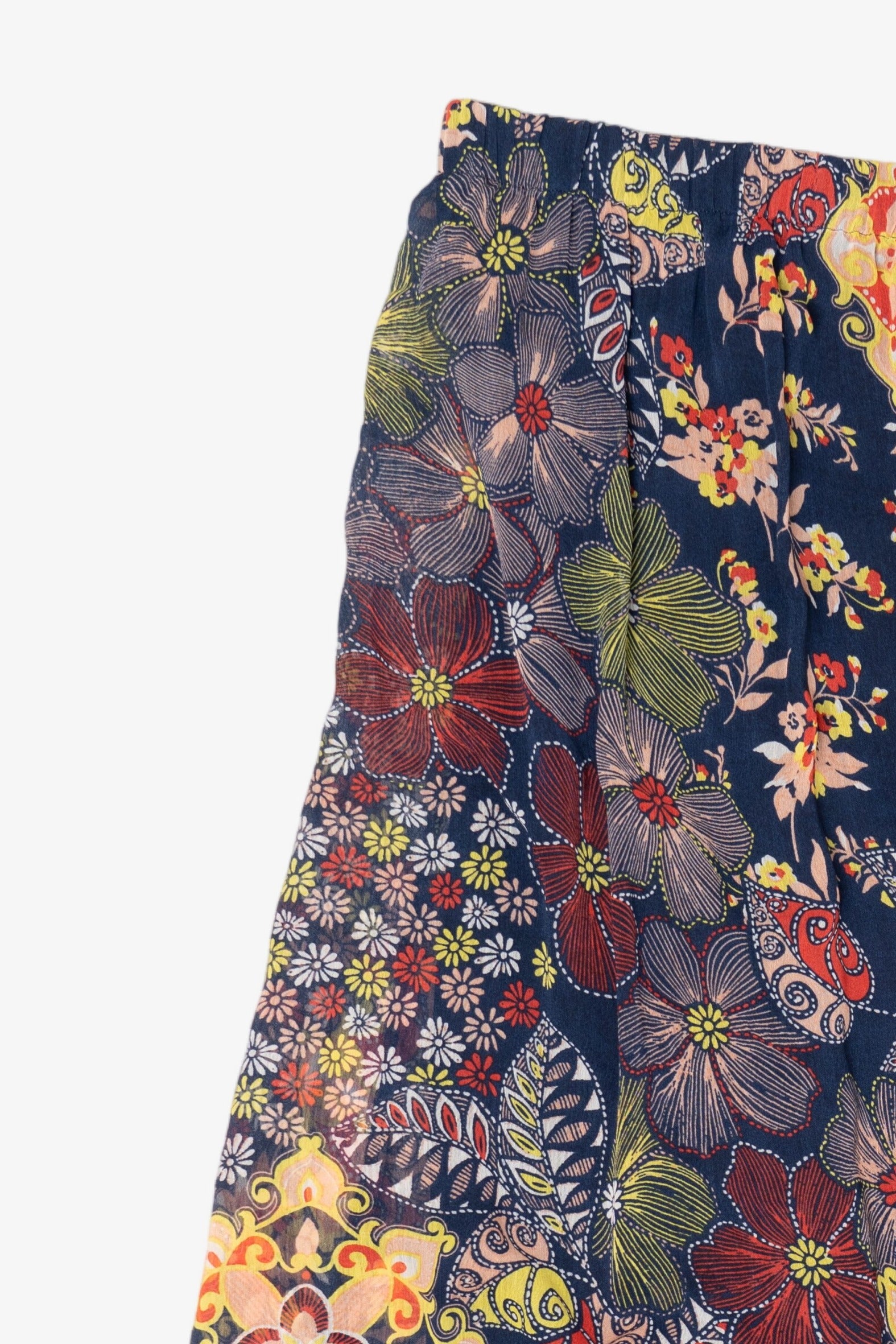 Navy Blue Kim Rogers Floral Maxi Skirt (2010s)