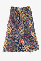 Navy Blue Kim Rogers Floral Maxi Skirt (2010s)