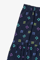 Vintage Navy Blue Floral Leslie Fay Pleated Skirt (1990s)