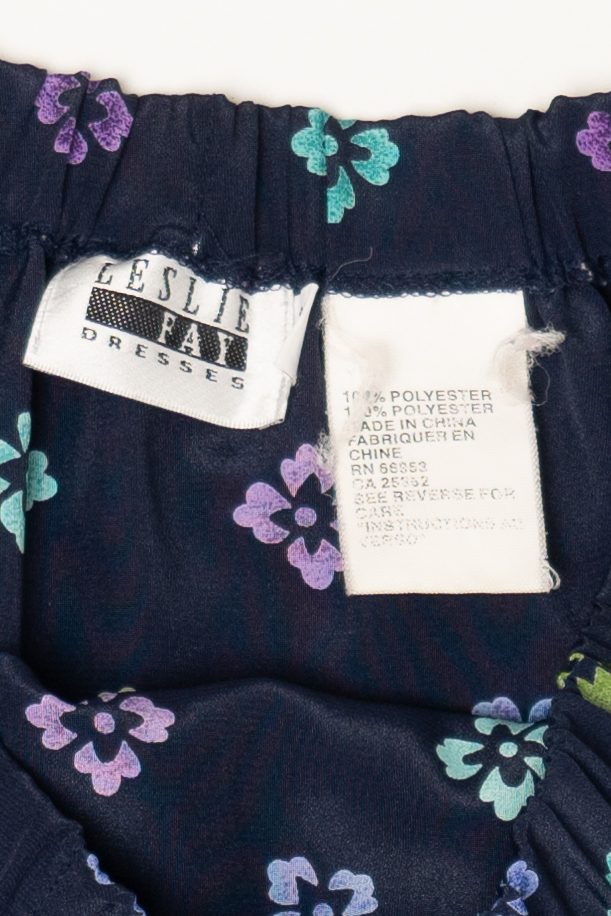 Vintage Navy Blue Floral Leslie Fay Pleated Skirt (1990s)