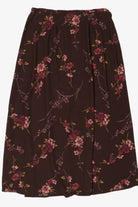 Vintage Dark Brown Floral Dress Barn Maxi Skirt (1990s)