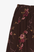 Vintage Dark Brown Floral Dress Barn Maxi Skirt (1990s)