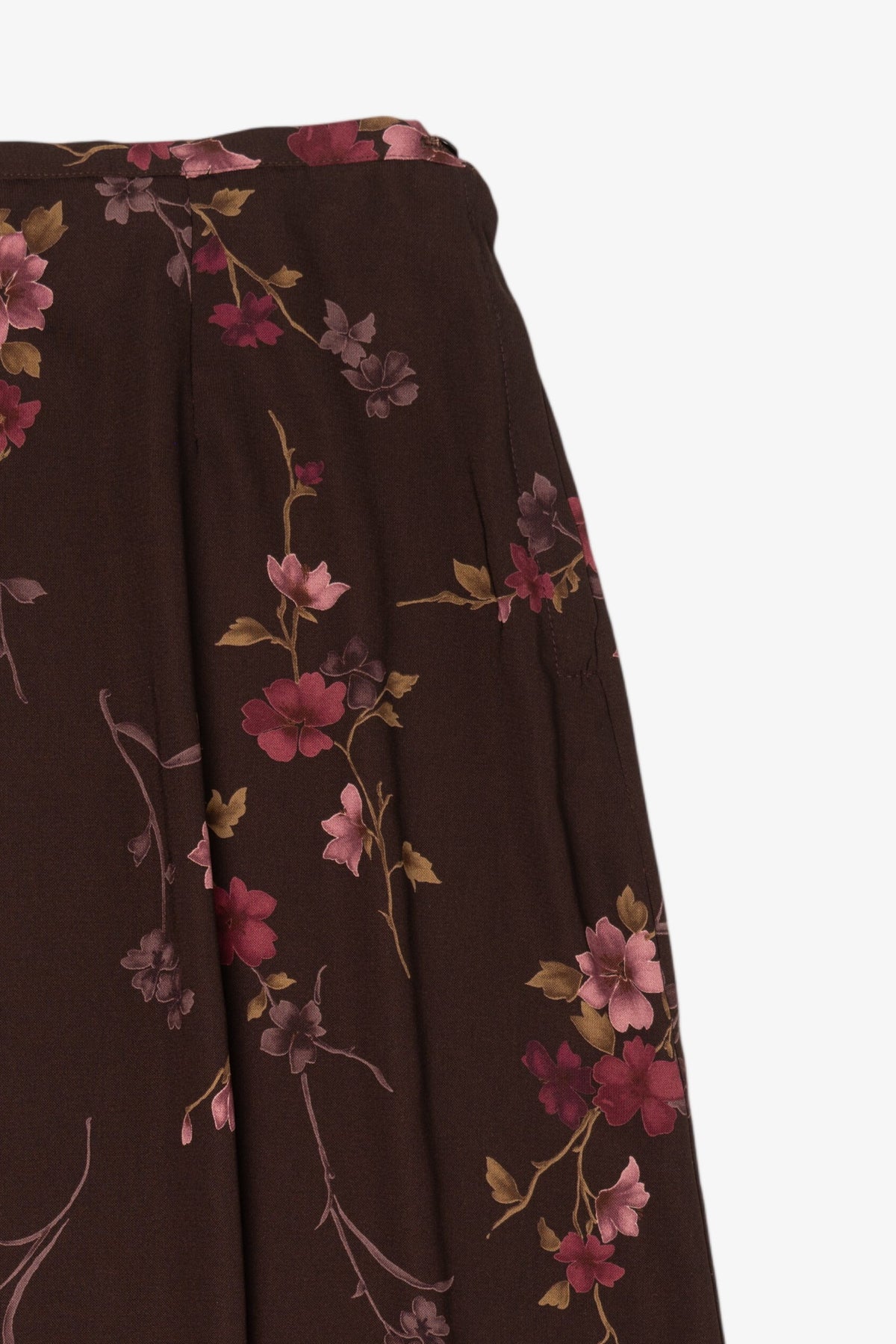 Vintage Dark Brown Floral Dress Barn Maxi Skirt (1990s)