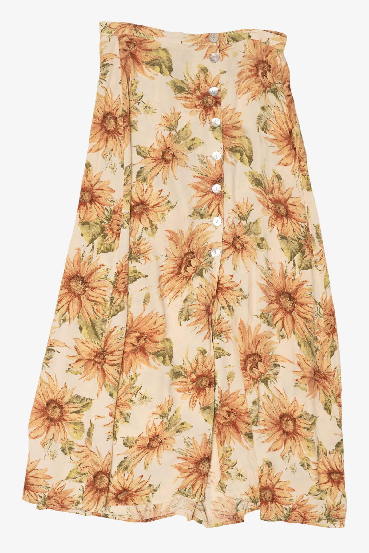 Vintage Beige Floral Kelly Stryker Maxi Skirt (1990s)