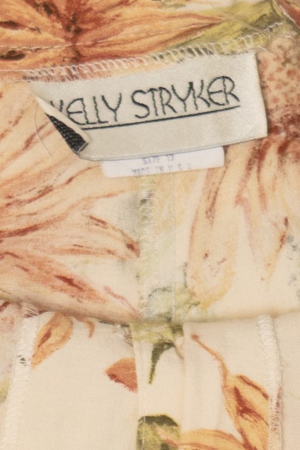 Vintage Beige Floral Kelly Stryker Maxi Skirt (1990s)