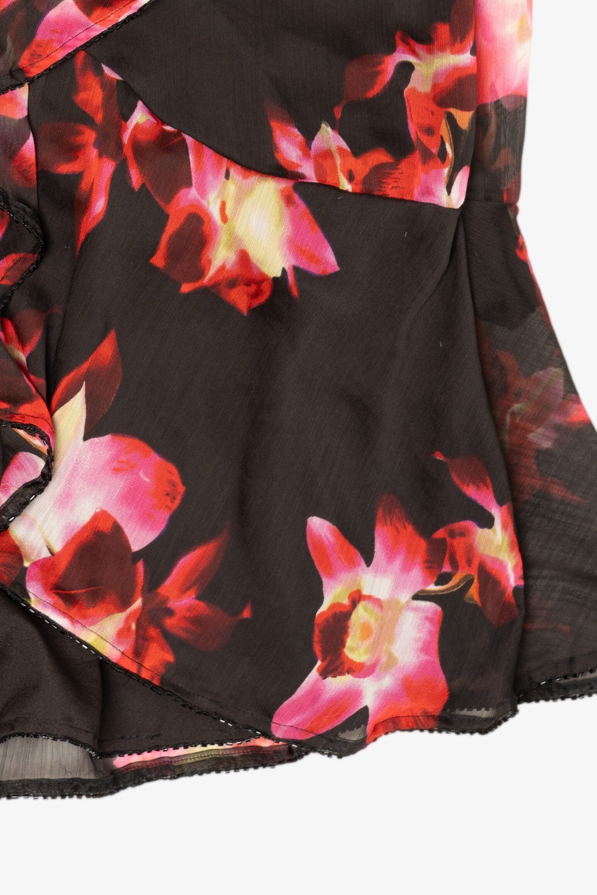 Vintage Dark Brown Floral Skirt (1990s)