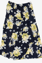 Vintage Navy Blue Denim & Co Floral Skirt (1990s)