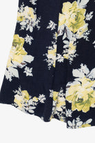 Vintage Navy Blue Denim & Co Floral Skirt (1990s)