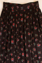 Vintage Black Floral Pleated Maxi Skirt (1990s)
